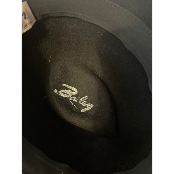 Bailey Light Felt Black Leather Banded Logo Safari Fedora Hat Mens 22 in Cir. - Picture 9 of 9